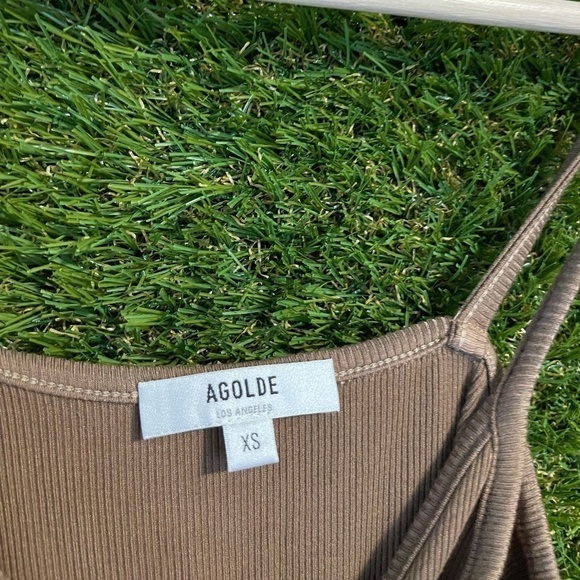 AGOLDE Spaghetti V-Strap Bodysuit in Toffee Size X-Small - Picture 7 of 9